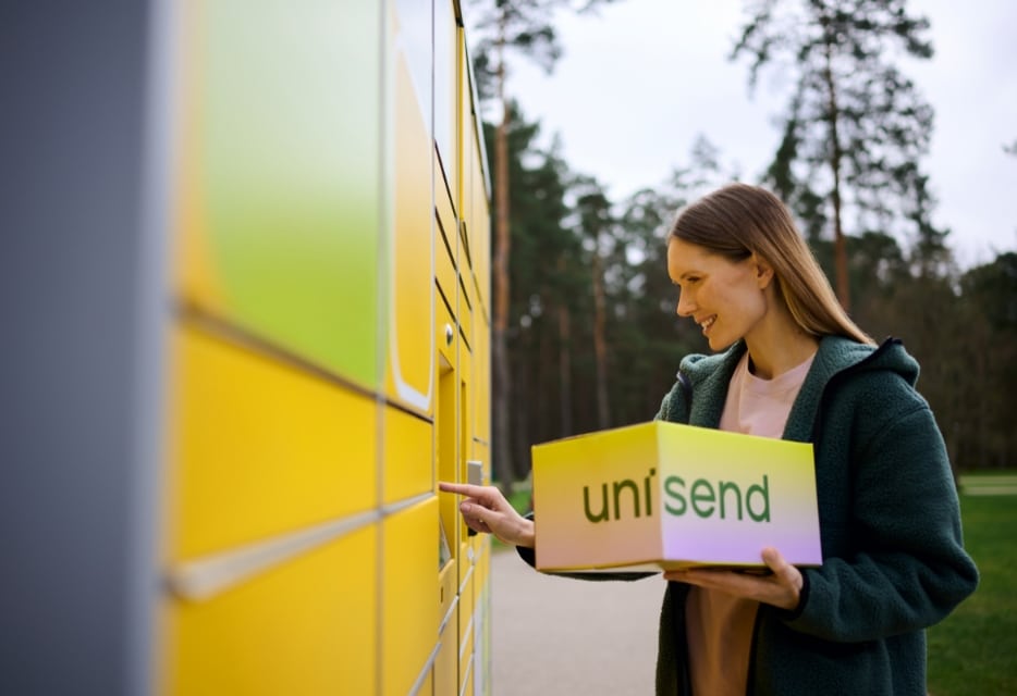 The girl is holding a parcel
